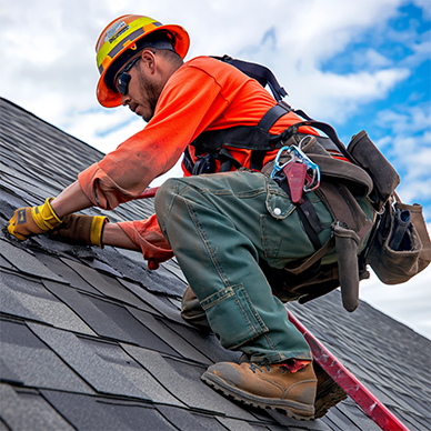 Roofer Repairing Tiles